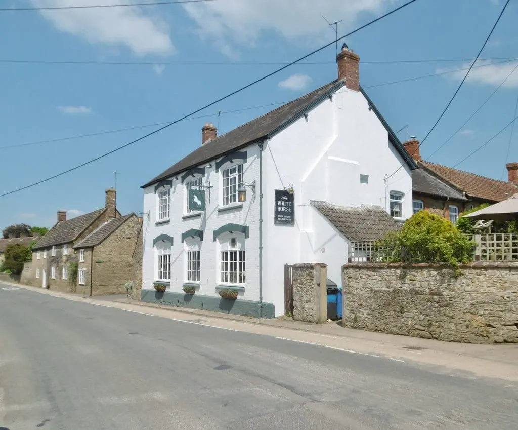 Photo of The White Horse (Haselbury Plucknett), a gastropub in Somerset, south west England.