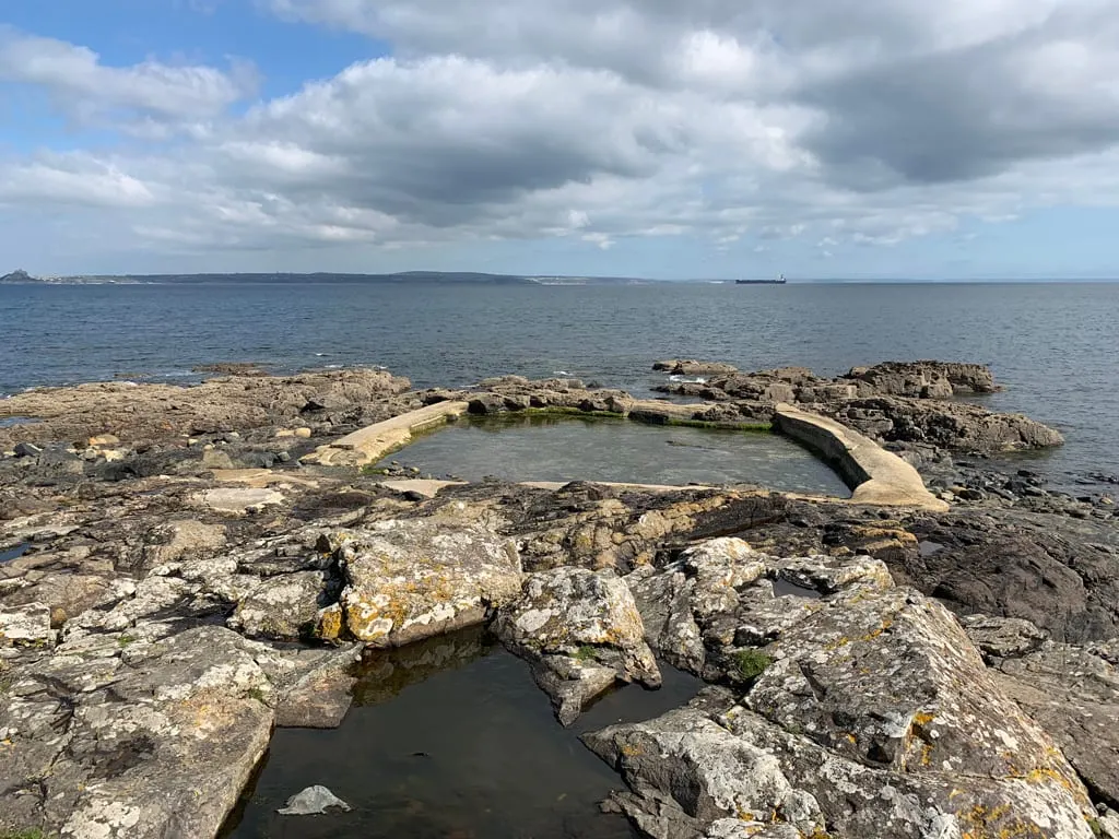 Photo of Mousehole Rock Pool, a sea pool in Cornwall, south west England.