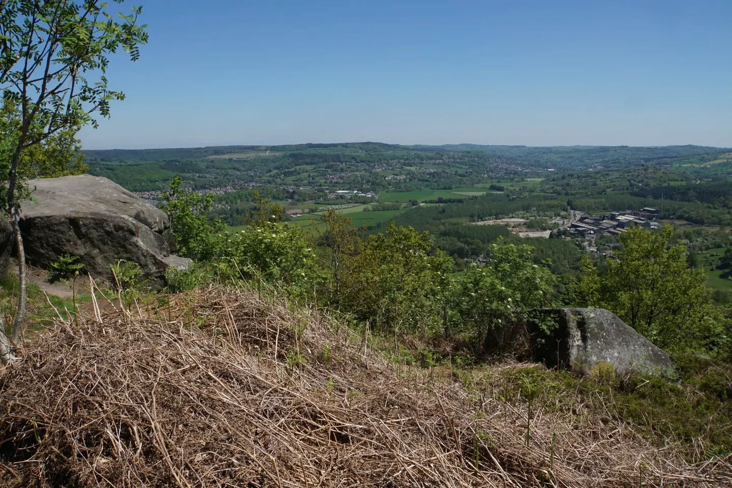 Photo of Stanton Moor Edge, a country estate near Birchover in the Peak District, Derbyshire, central England.