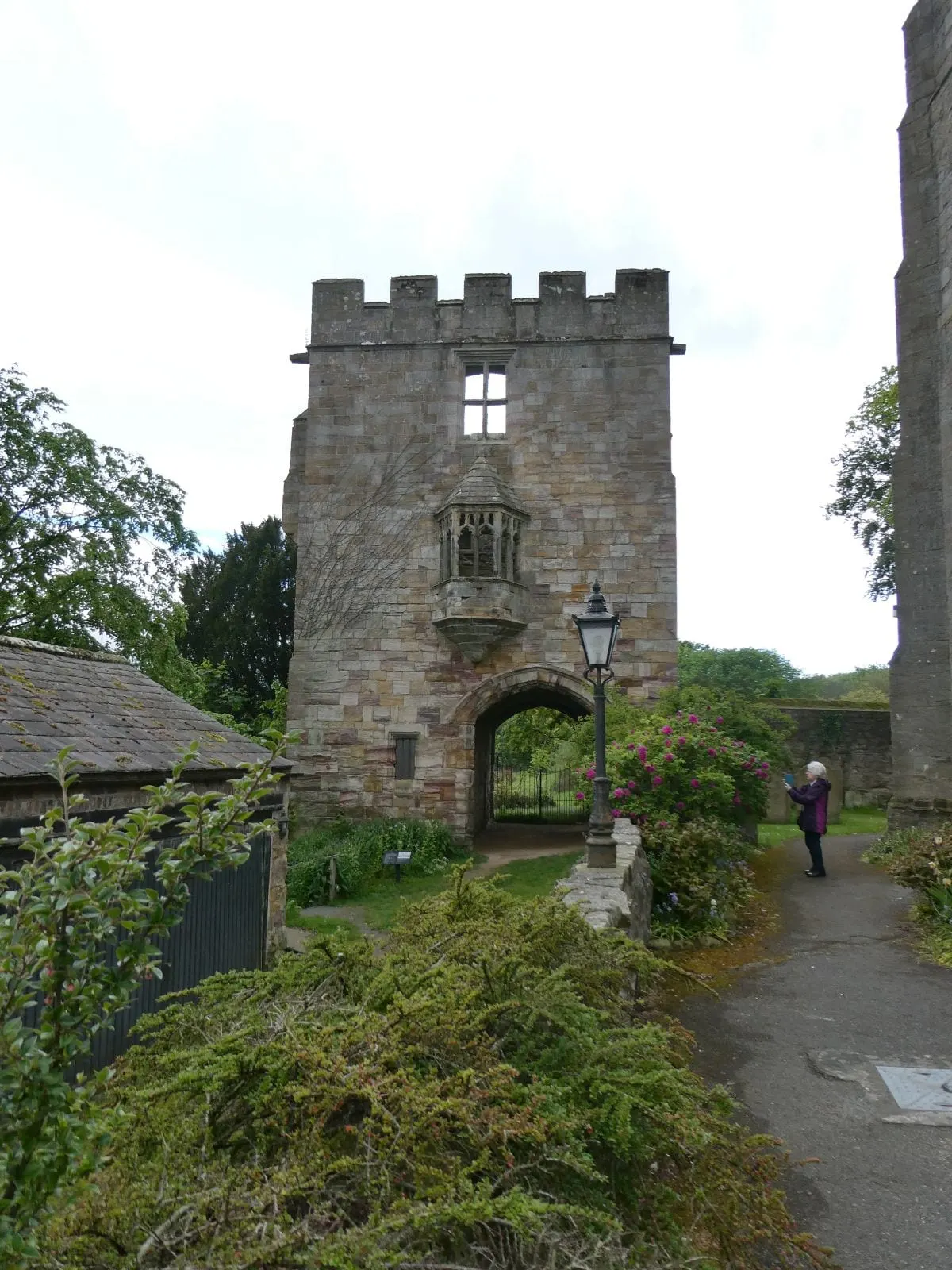 Photo of Marmion Tower, a ruined castle near Grewelthorpe, North Yorkshire, northern England.