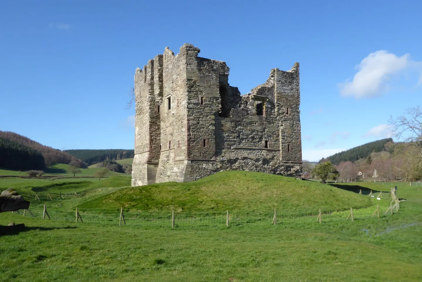Photo of Hopton Castle, a ruined castle near Clunbury, Shropshire, central England.
