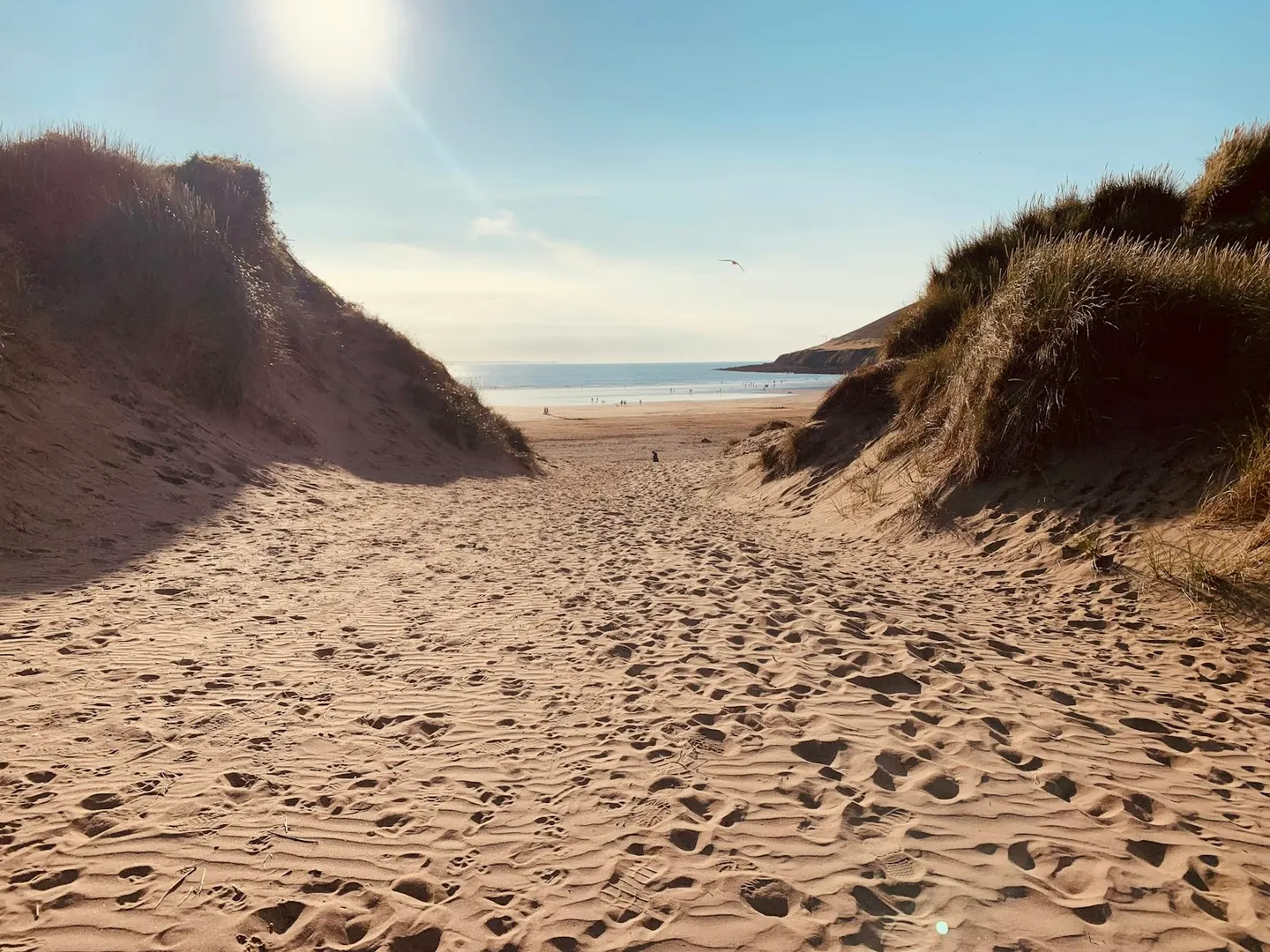 Photo of Saunton Sands, a swimming spot near Croyde, Devon, south west England.