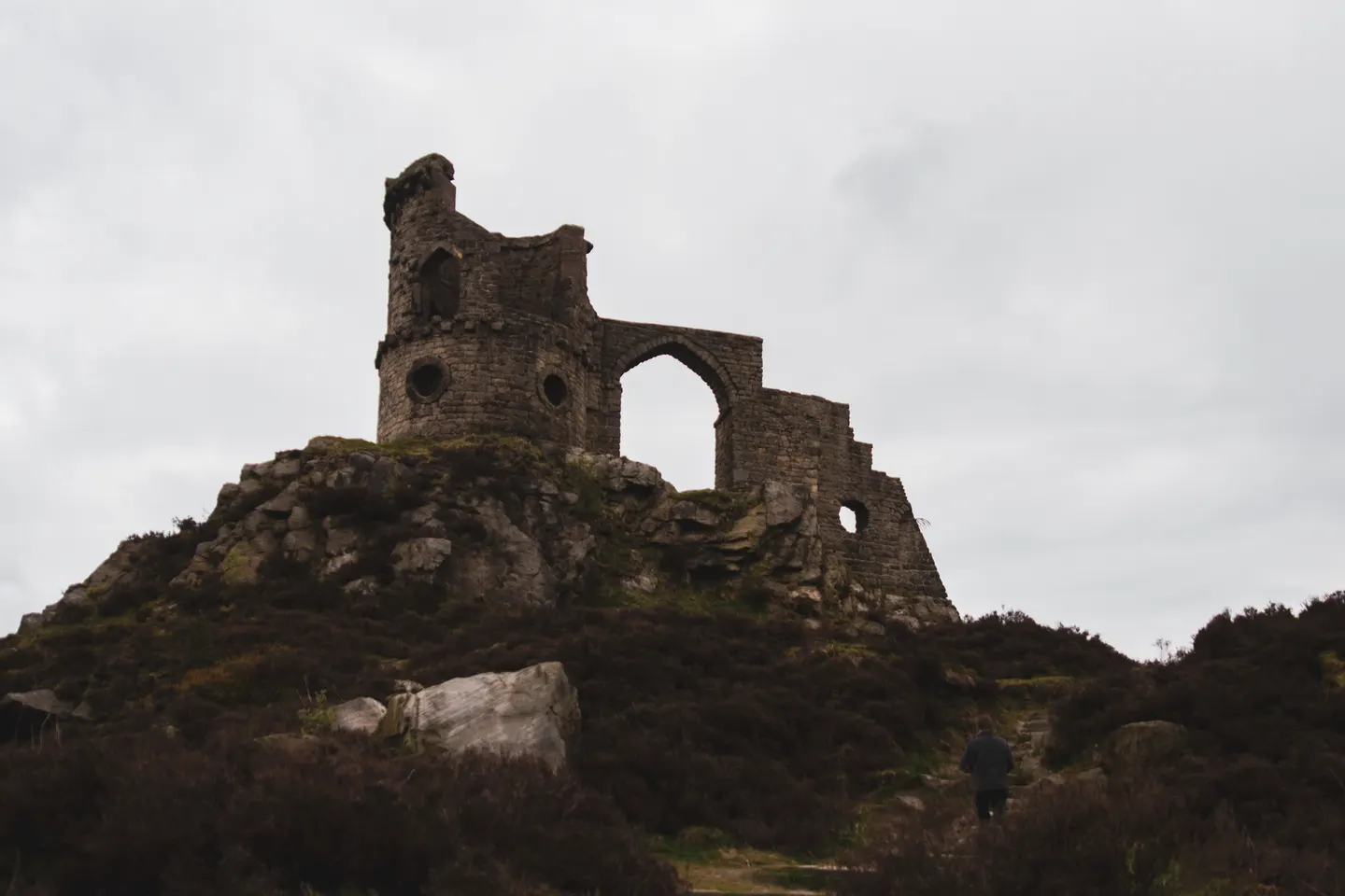 Photo of Mow Cop Castle, a folly near Astbury, Staffordshire, central England.