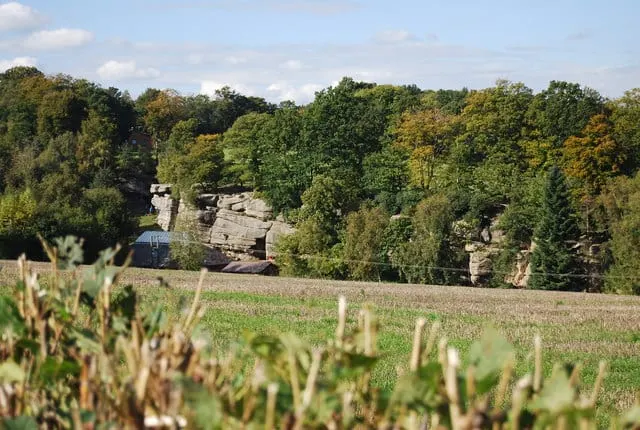 Photo of Bowles Rocks, a rock formation near Rotherfield in the High Weald, East Sussex, south east England.