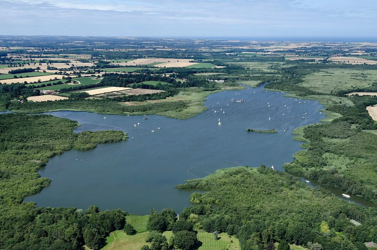 Photo of Barton Broad, a Lake near Horning in the Broads, Norfolk, eastern England.
