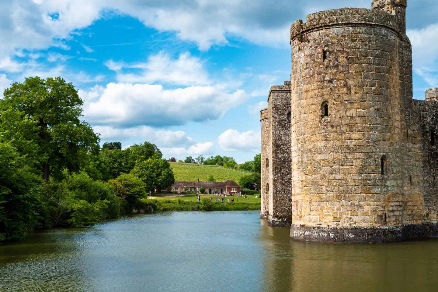 Photo of Bodiam Castle, a ruined castle in the High Weald, East Sussex, south east England.