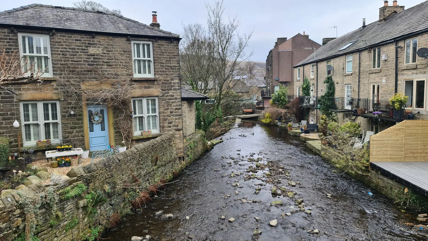 Photo of Hayfield, a village in Derbyshire, central England.