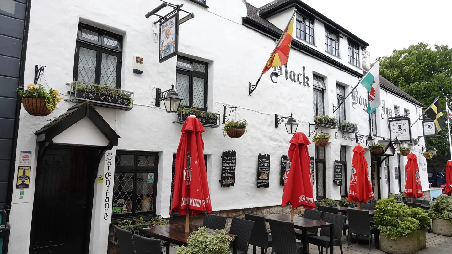 Photo of The Black Boy Inn, a pub near Caernarfon, Gwynedd, north Wales.