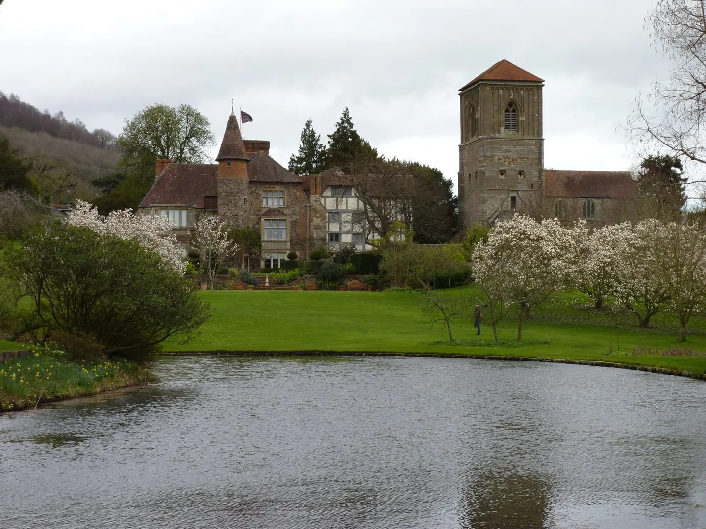 Photo of Little Malvern Priory, a priory near Hanley Swan in the Malvern Hills, Worcestershire, central England.