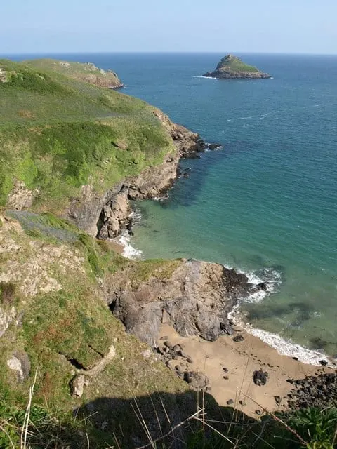 Photo of the coast from Pentire Head to Port Quin, Cornwall, south west England.