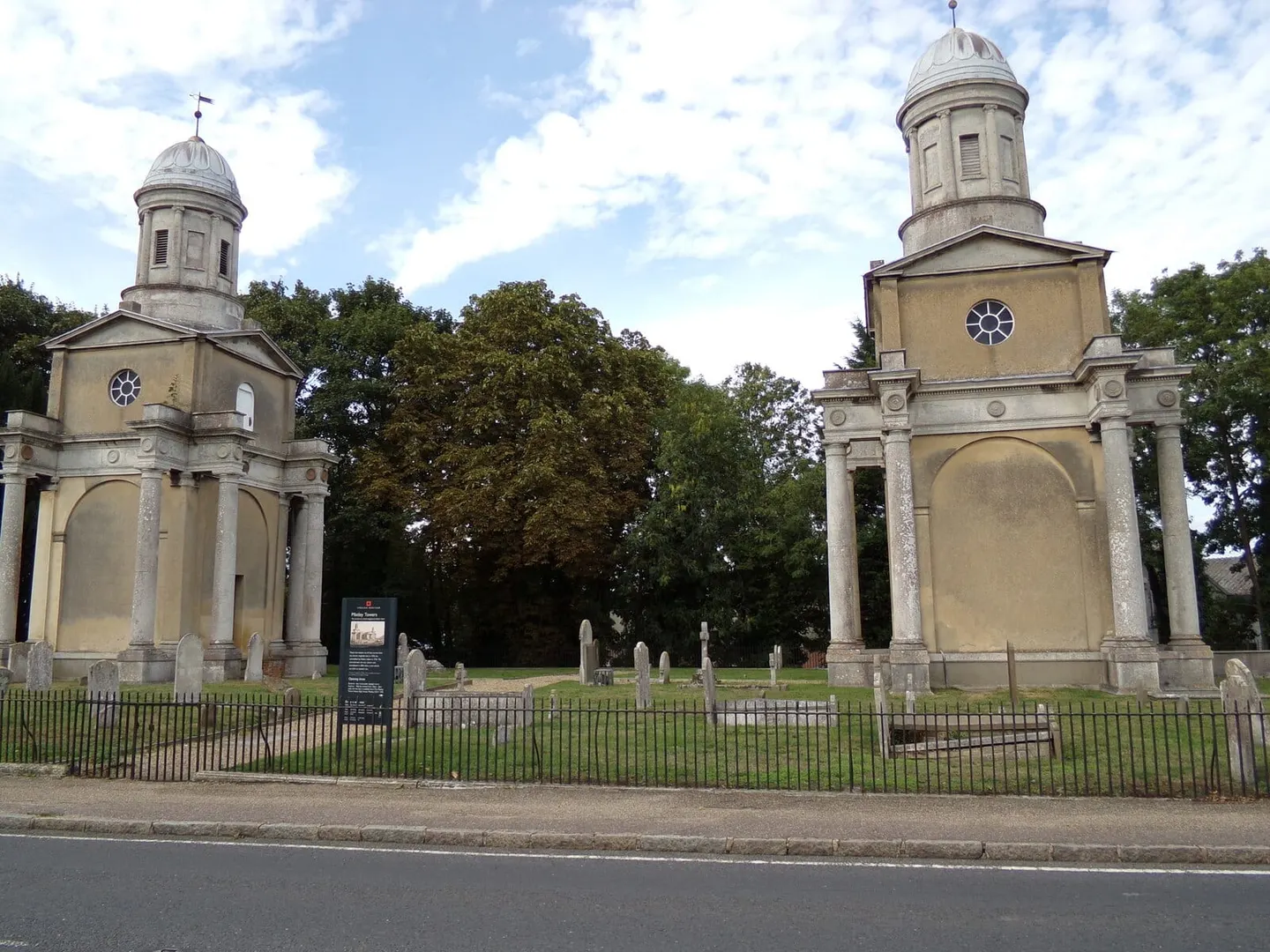 Photo of Mistley Towers, a landmark in Essex, eastern England.