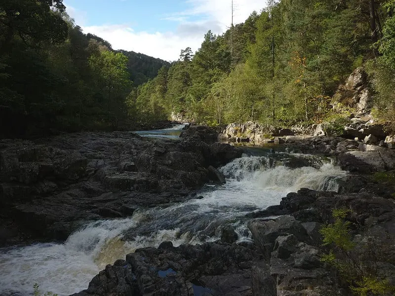 Photo of Linn of Tummel, a waterfall near Pitlochry in Loch Tummel, Perth and Kinross, central Scotland.