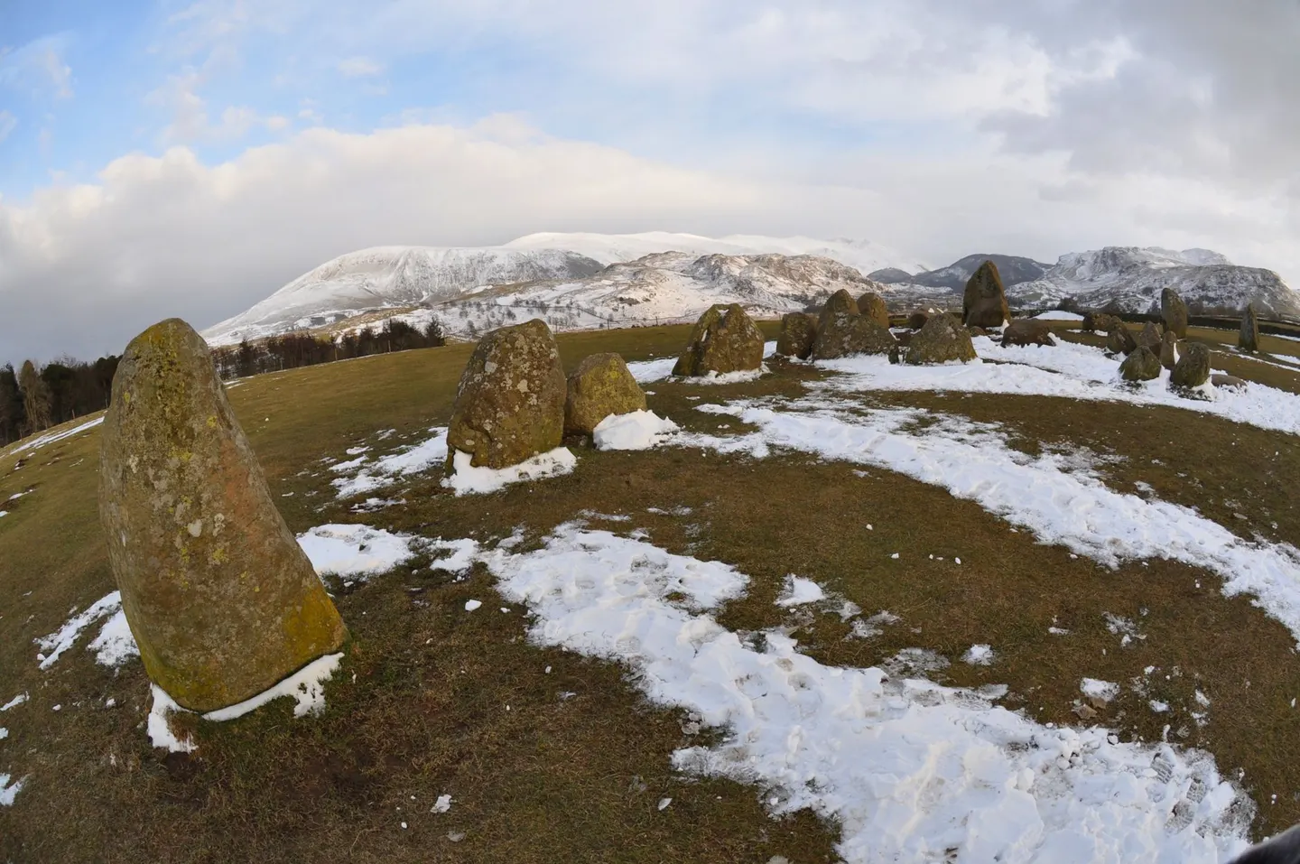Photo of Castlerigg stone circle, a stone circle near Keswick in the Lake District, Cumbria, north west England.