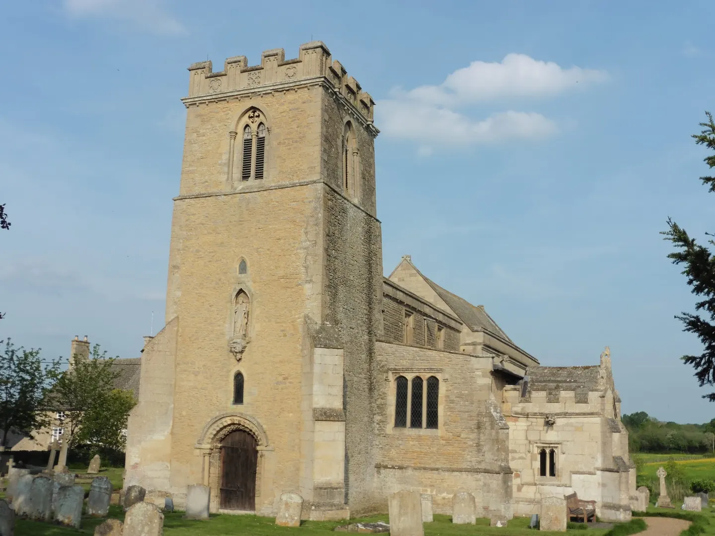 Photo of St Andrew, Cotterstock, a church in Northamptonshire, central England.