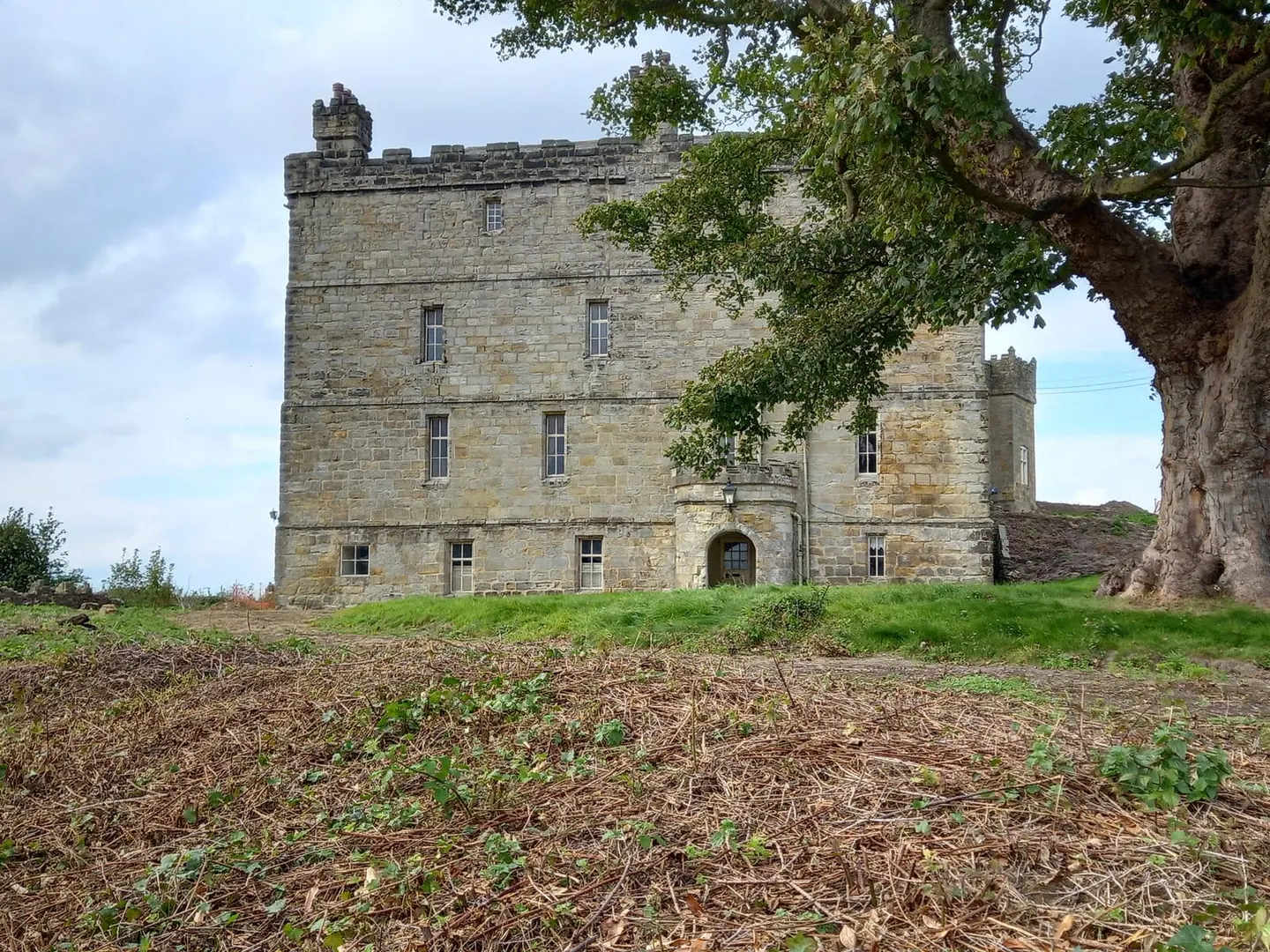 Photo of Crayke Castle, the earthworks of a former castle near Coxwold in the Howardian Hills, North Yorkshire, northern England.