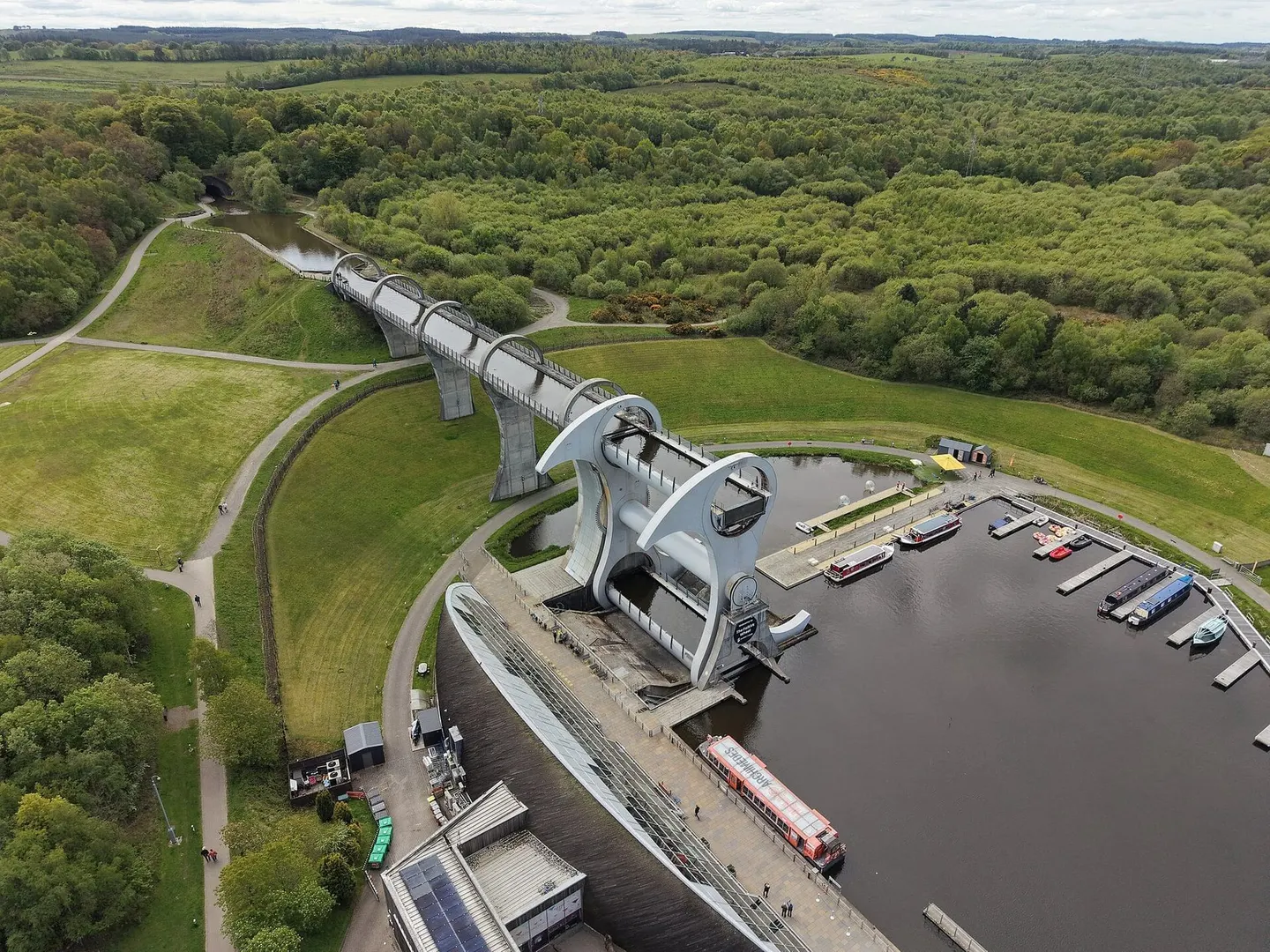 Photo of The Falkirk Wheel, a landmark near Airth, Falkirk, central Scotland.