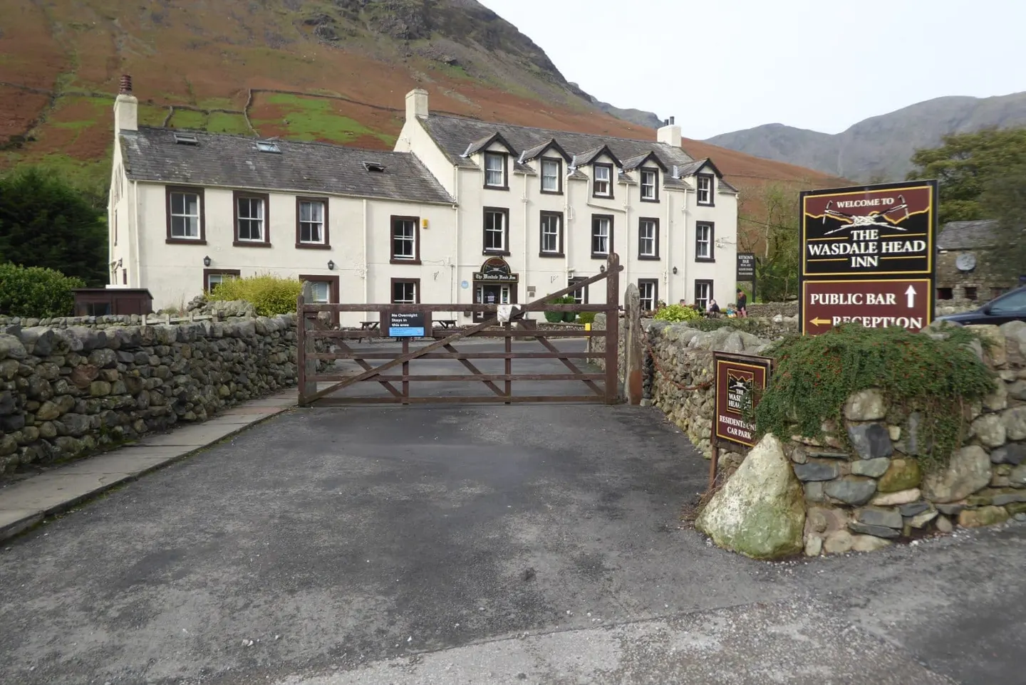 Photo of The Wasdale Head Inn, a pub in the Lake District, Cumbria, north west England.