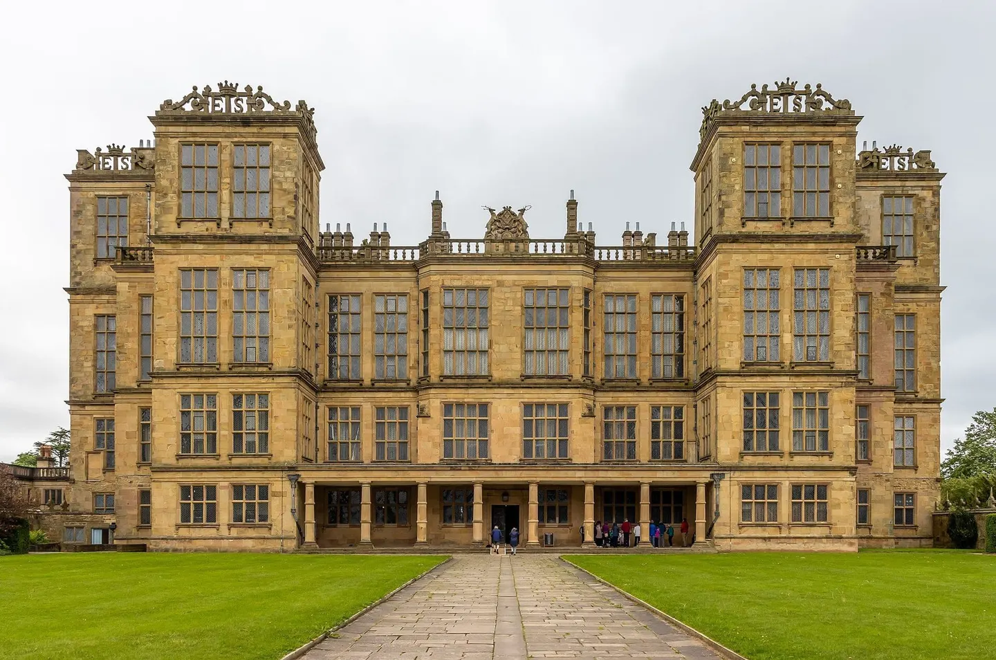 Photo of Hardwick Hall, a Grade I registered house & garden near Mansfield Woodhouse, Derbyshire, central England.