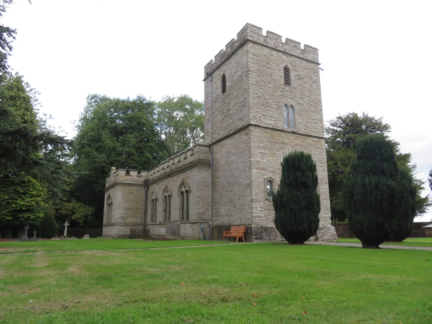 Photo of St John the Evangelist's Church, Shobdon, a church in Herefordshire, central England.