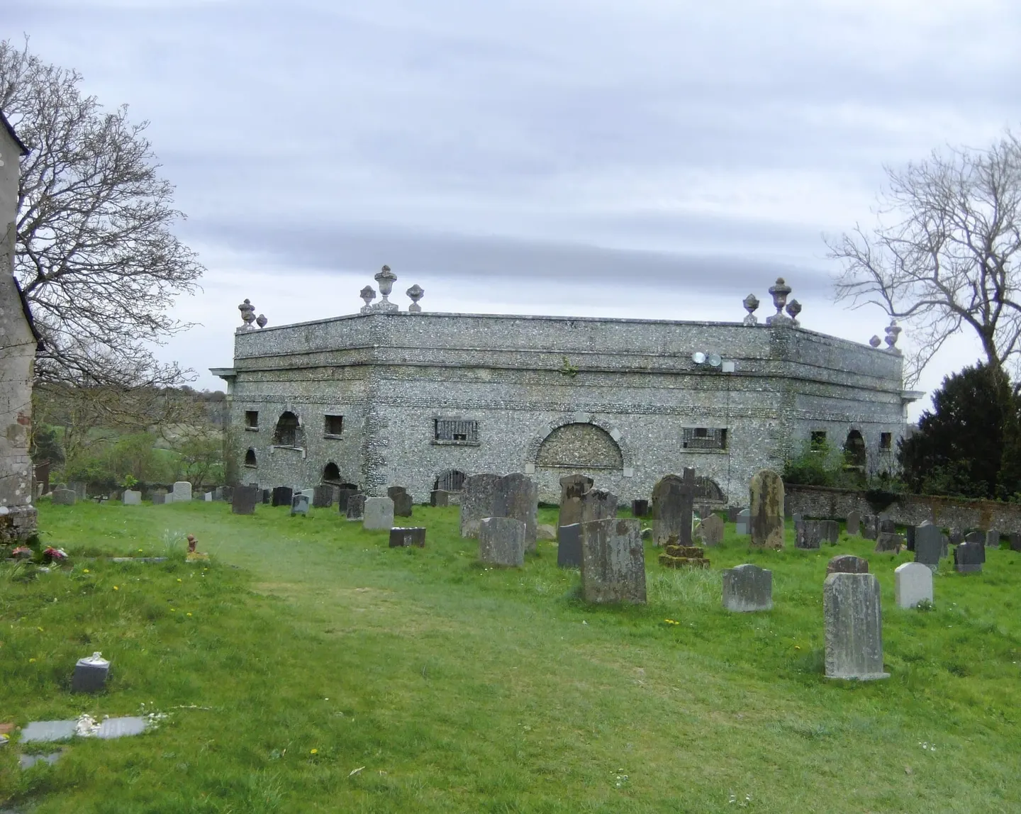 Photo of Dashwood Mausoleum, a folly near West Wycombe in the Chilterns, Buckinghamshire, south east England.