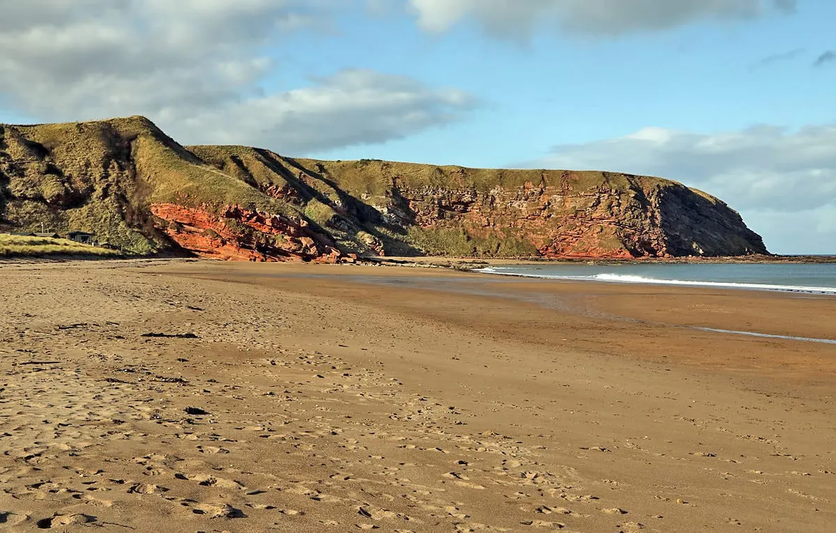 Photo of Pease Bay, a beach near Reston, the Scottish Borders, southern Scotland.