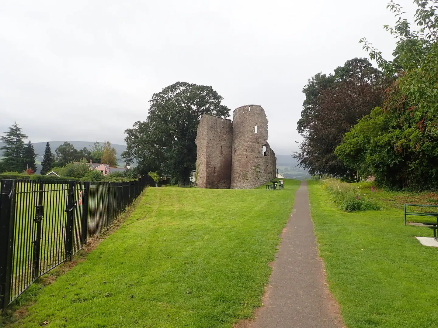Photo of Crickhowell Castle, a ruined castle in Bannau Brycheiniog, the Powys, mid Wales.