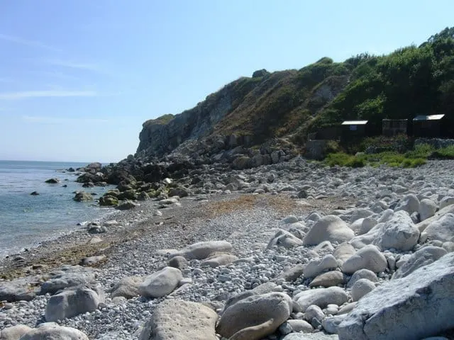 Photo of Church Ope Cove, a swimming spot near Osmington, Dorset, south west England.