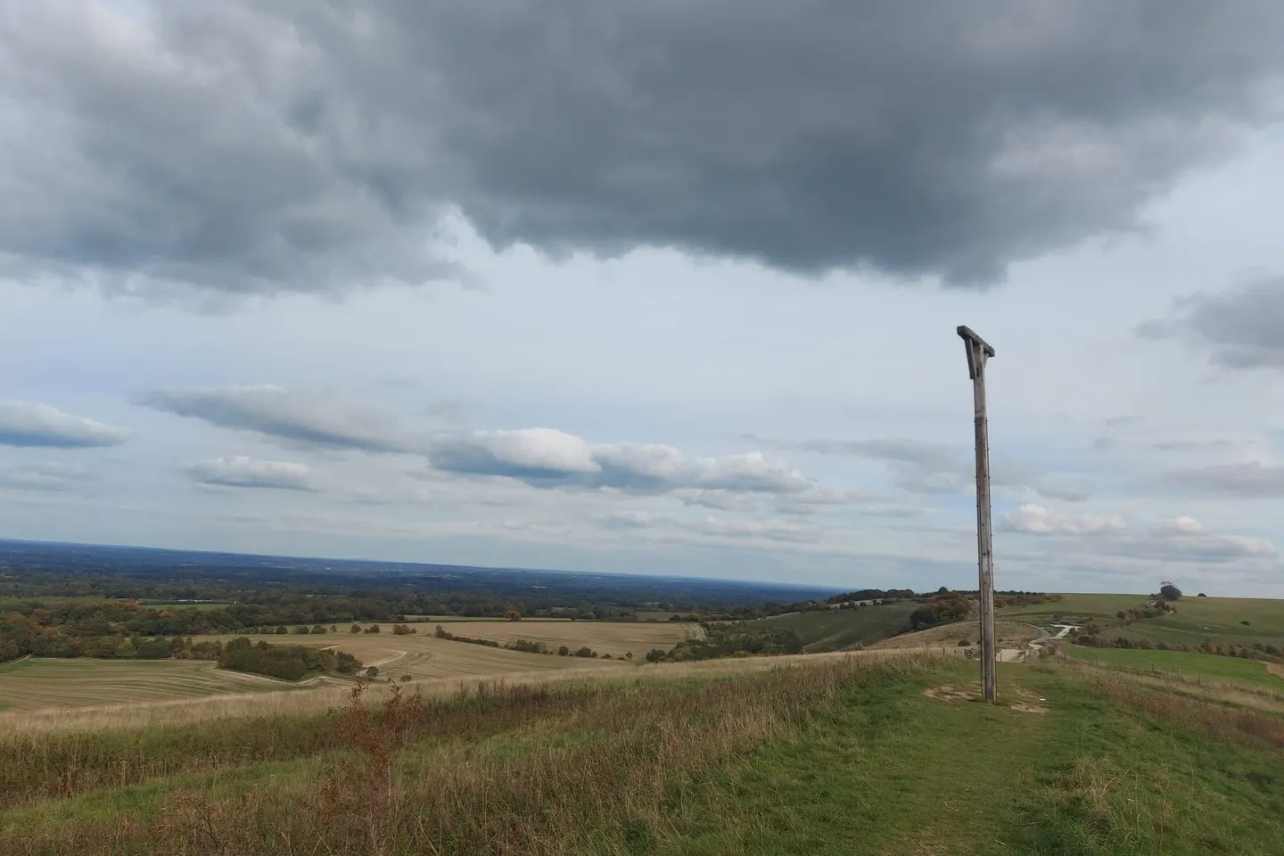 Photo of Combe Gibbet, a landmark near Kintbury in the North Wessex Downs, Berkshire, south east England.