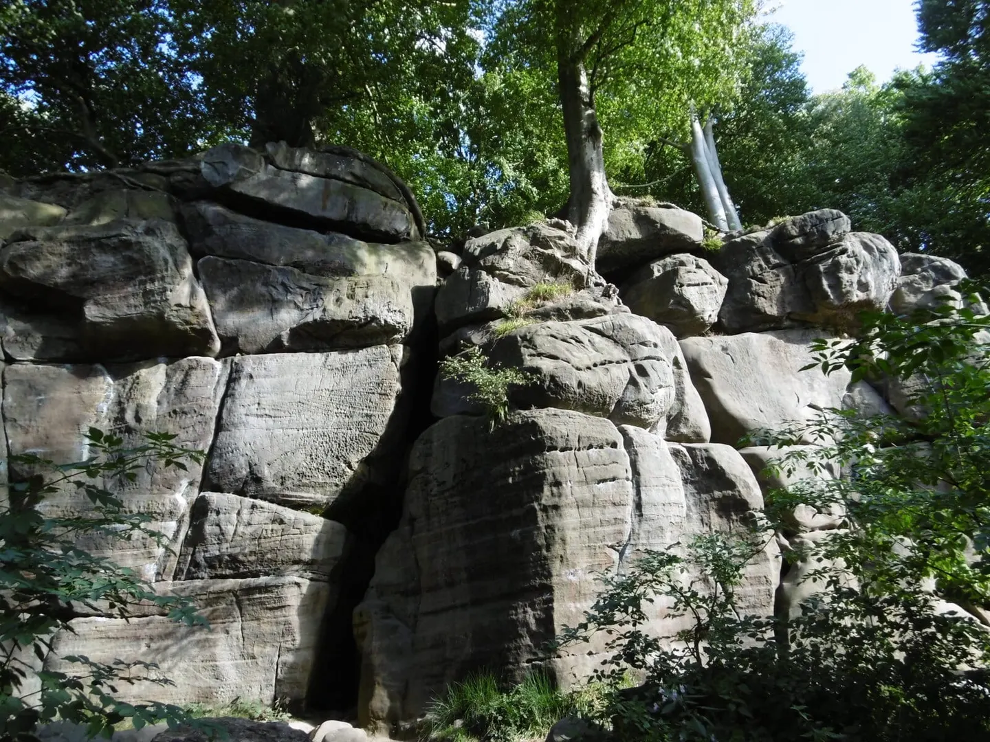 Photo of Harrison's Rocks, a rock formation near Groombridge in the High Weald, East Sussex, south east England.