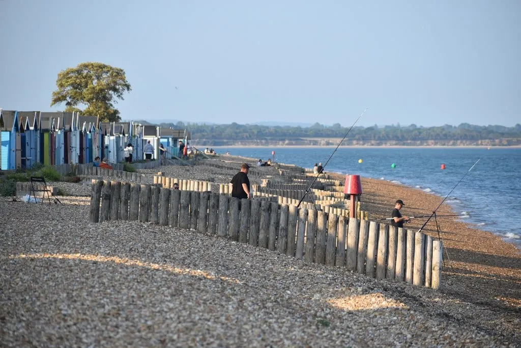 Photo of Calshot, a swimming spot near Cowes in the New Forest, Hampshire, south east England.
