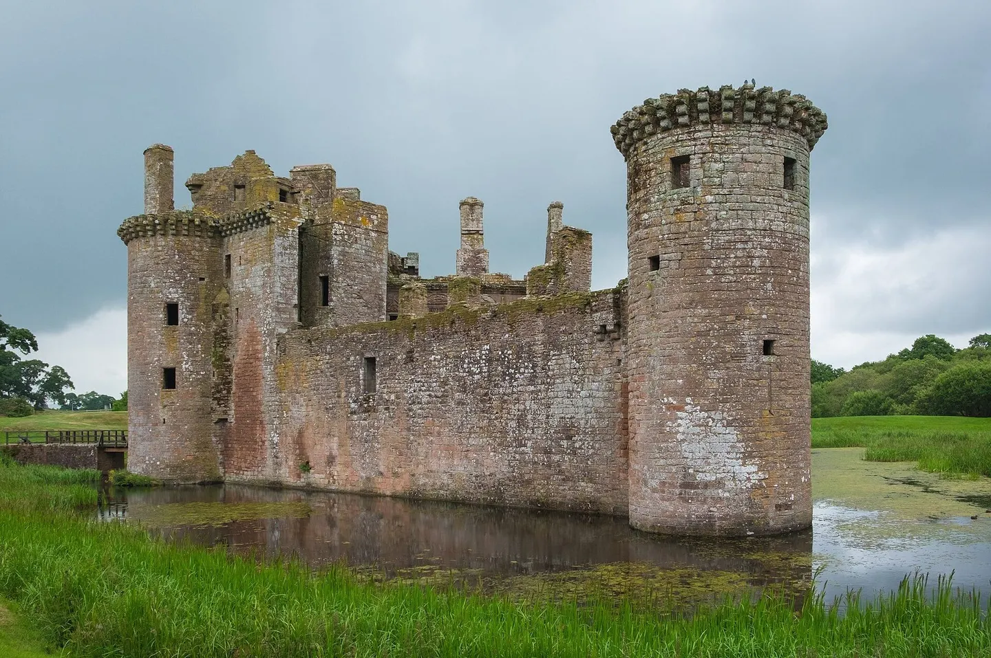 Photo of Caerlaverock Castle, a ruined castle near New Abbey in the Nith Estuary, Dumfries and Galloway, southern Scotland.