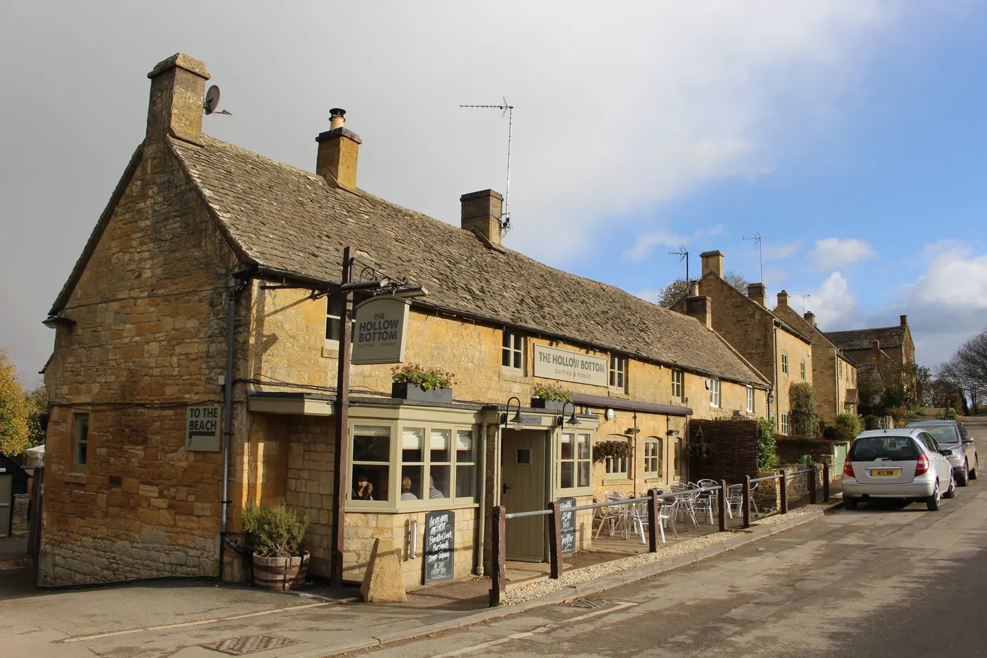 Photo of The Hollow Bottom, a pub near Guiting Power in the Cotswolds, Gloucestershire, south west England.