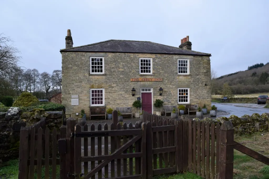 Photo of The Abbey Inn, a gastropub near Byland in the North York Moors, North Yorkshire, northern England.