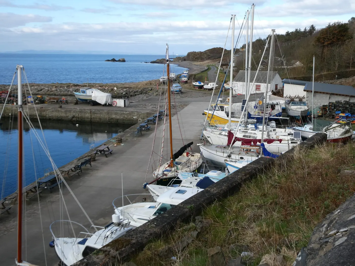 Photo of Dunure Harbour, a visitor attraction in South Ayrshire, southern Scotland.