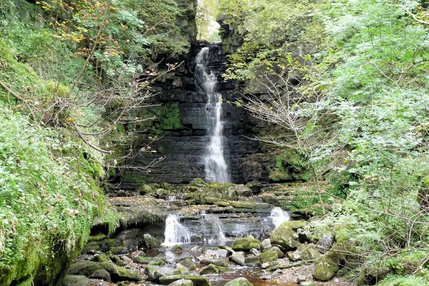 Photo of Mill Gill Force, a waterfall near Askrigg in the Yorkshire Dales, North Yorkshire, northern England.