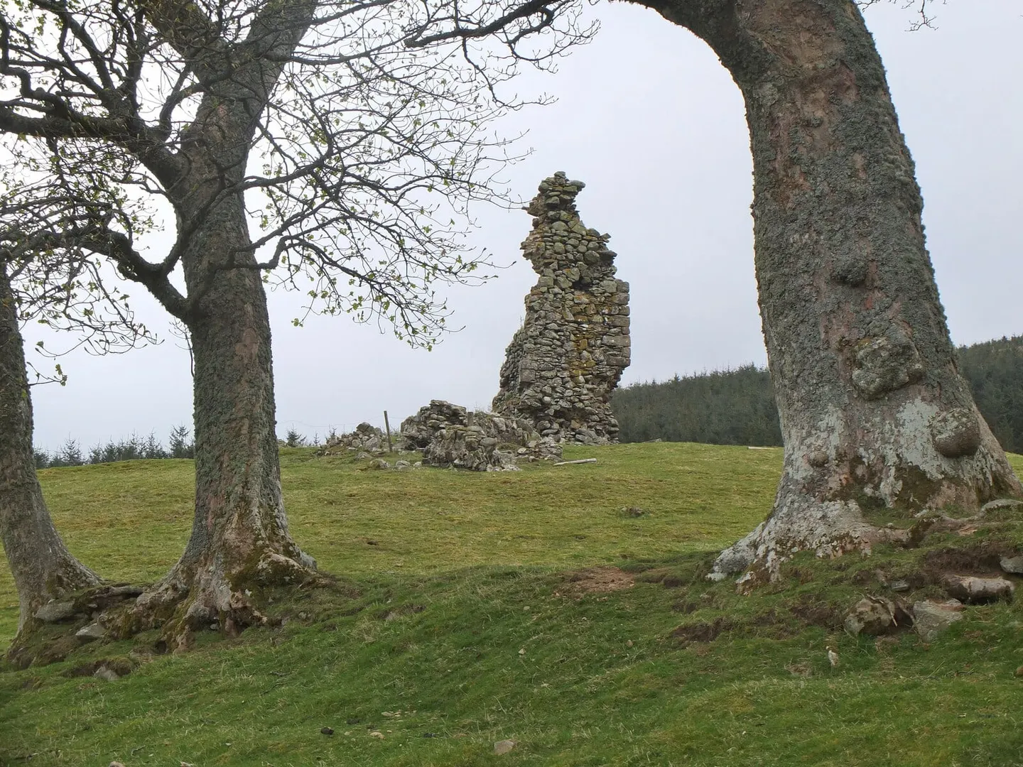 Photo of Hirendean Castle, a ruined castle near Temple, Midlothian, central Scotland.