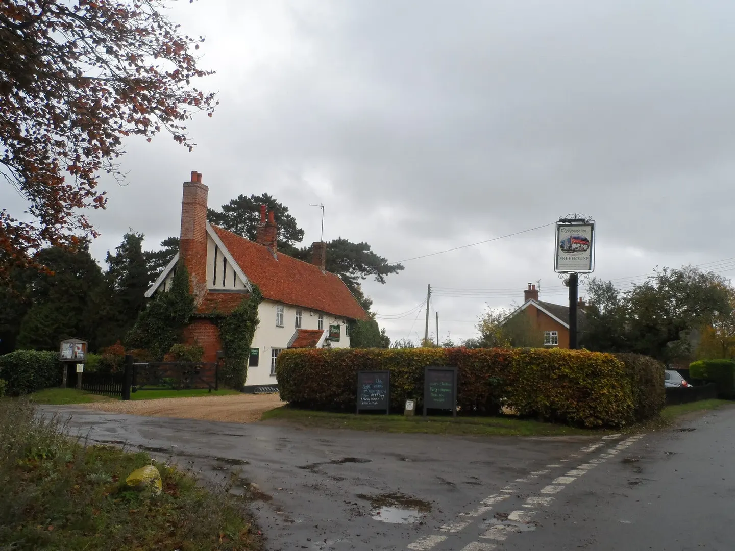 Photo of Greyhound Inn, a gastropub near Pettistree, Suffolk, eastern England.