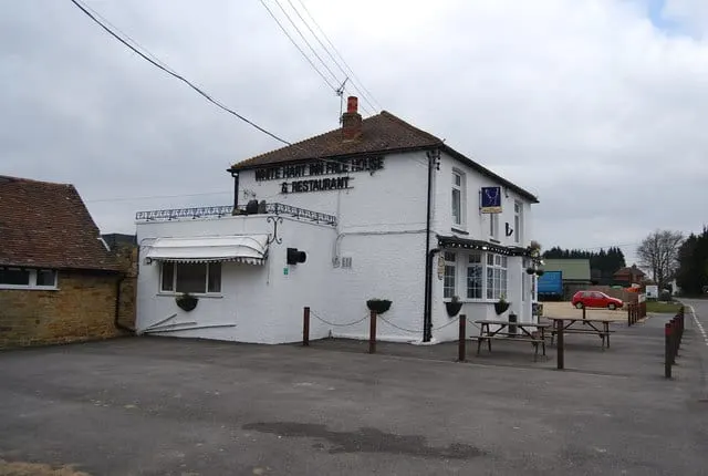 Photo of The White Hart (Netherfield), a pub in the High Weald, East Sussex, south east England.