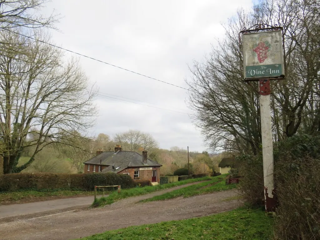 Photo of The Vine Inn, a pub near Pamphill, Dorset, south west England.