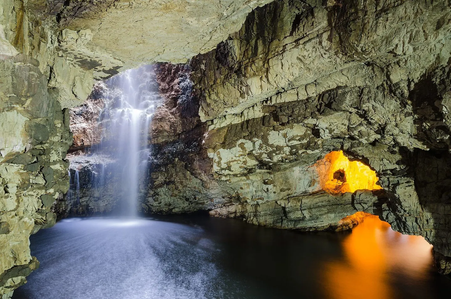 Photo of Smoo Cave, a cave near Durness, Highland, the Scottish Highlands and Islands.