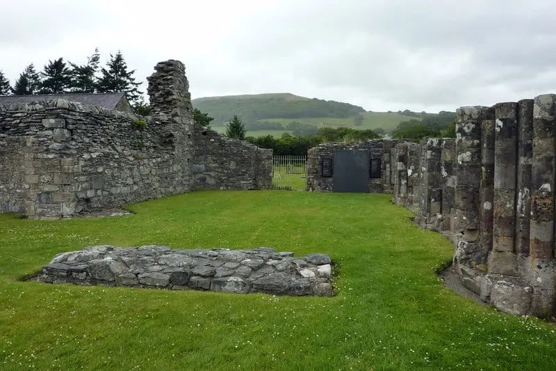 Photo of Strata Florida Abbey, a ruined abbey near Pontrhydfendigaid, Ceredigion, mid Wales.