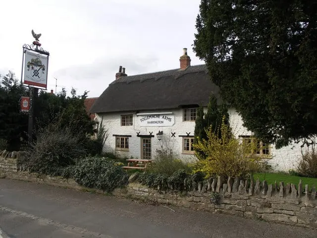 Photo of The Tollemache Arms, a pub near Harrington, Northamptonshire, central England.
