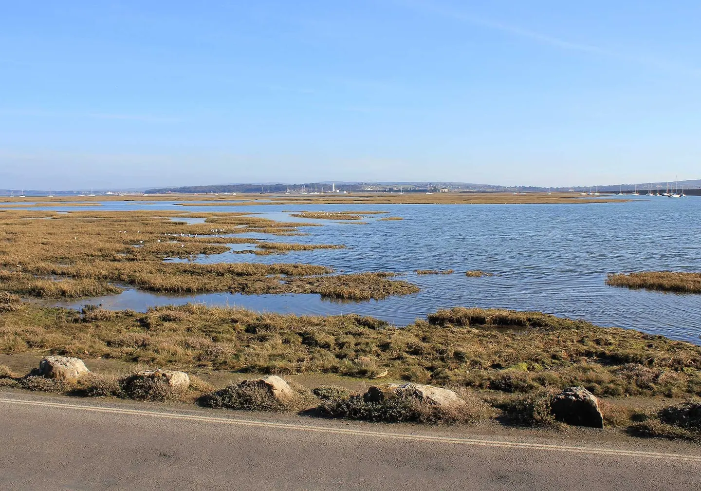 Photo of Keyhaven and Pennington Marshes, a nature reserve near Milford on Sea in the New Forest, Hampshire, south east England.