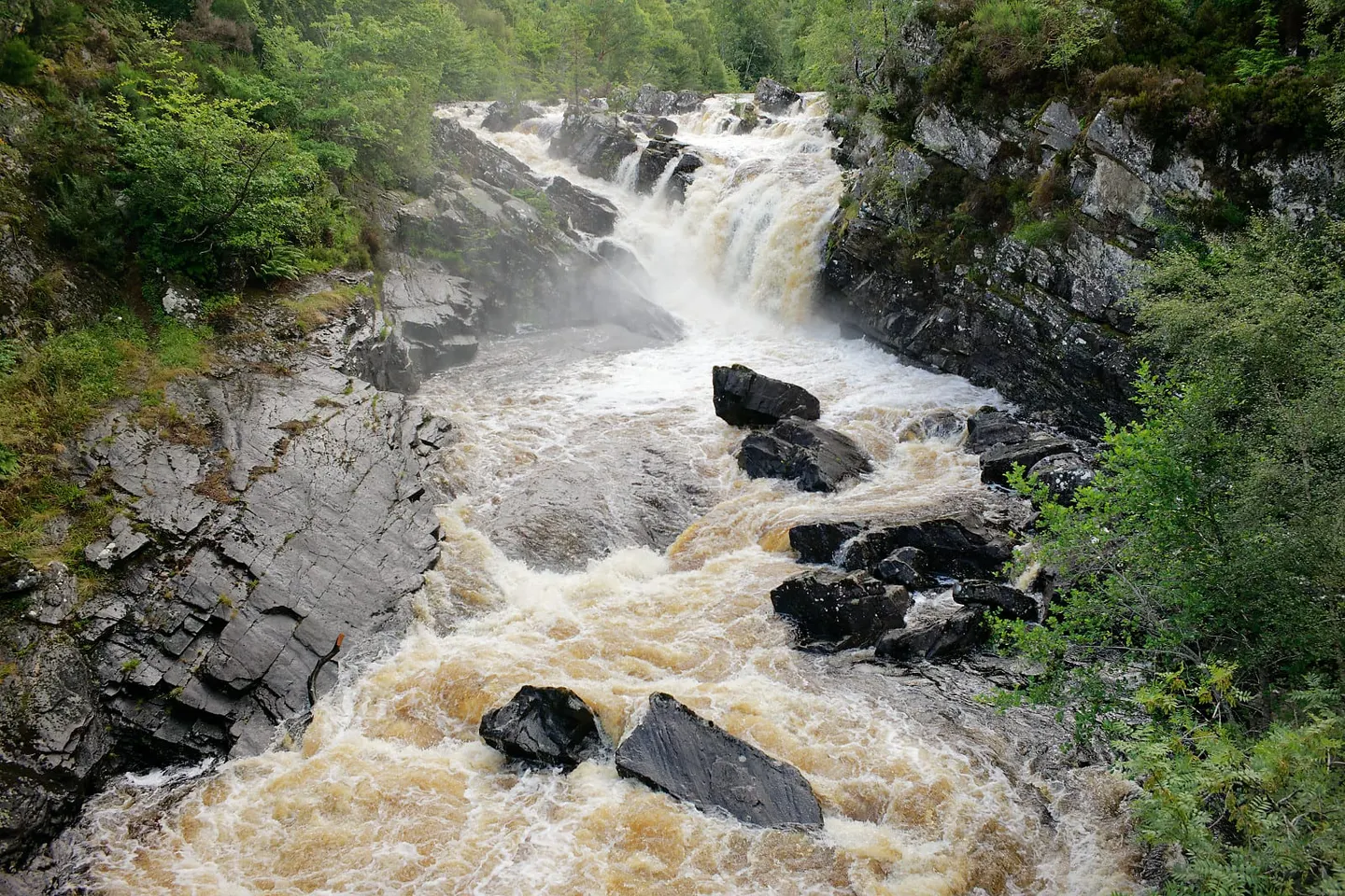 Photo of Rogie Falls, a waterfall near Contin, Highland, the Scottish Highlands and Islands.