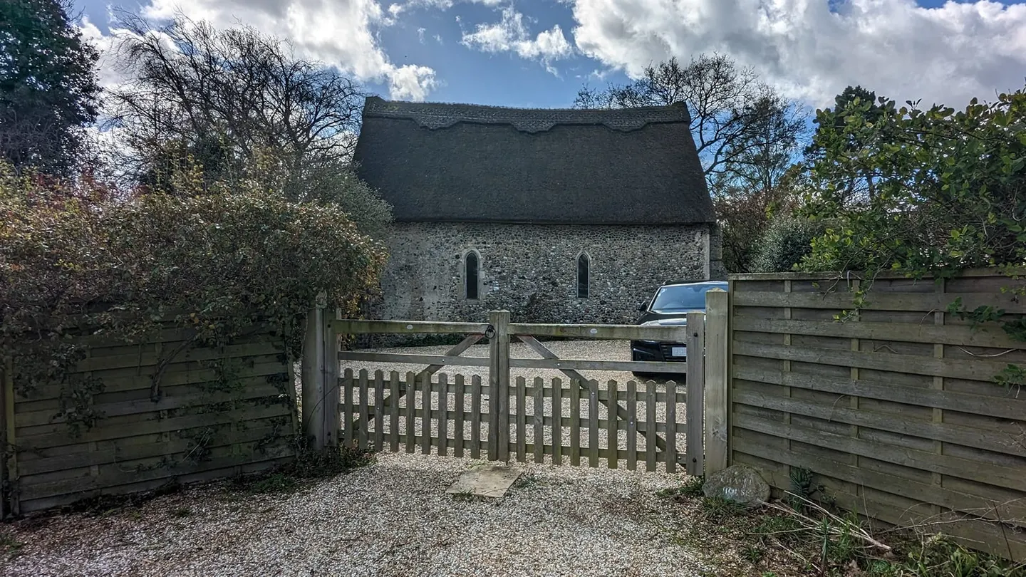 Photo of St James's Chapel, Lindsey, a ruined chapel near Kersey, Suffolk, eastern England.