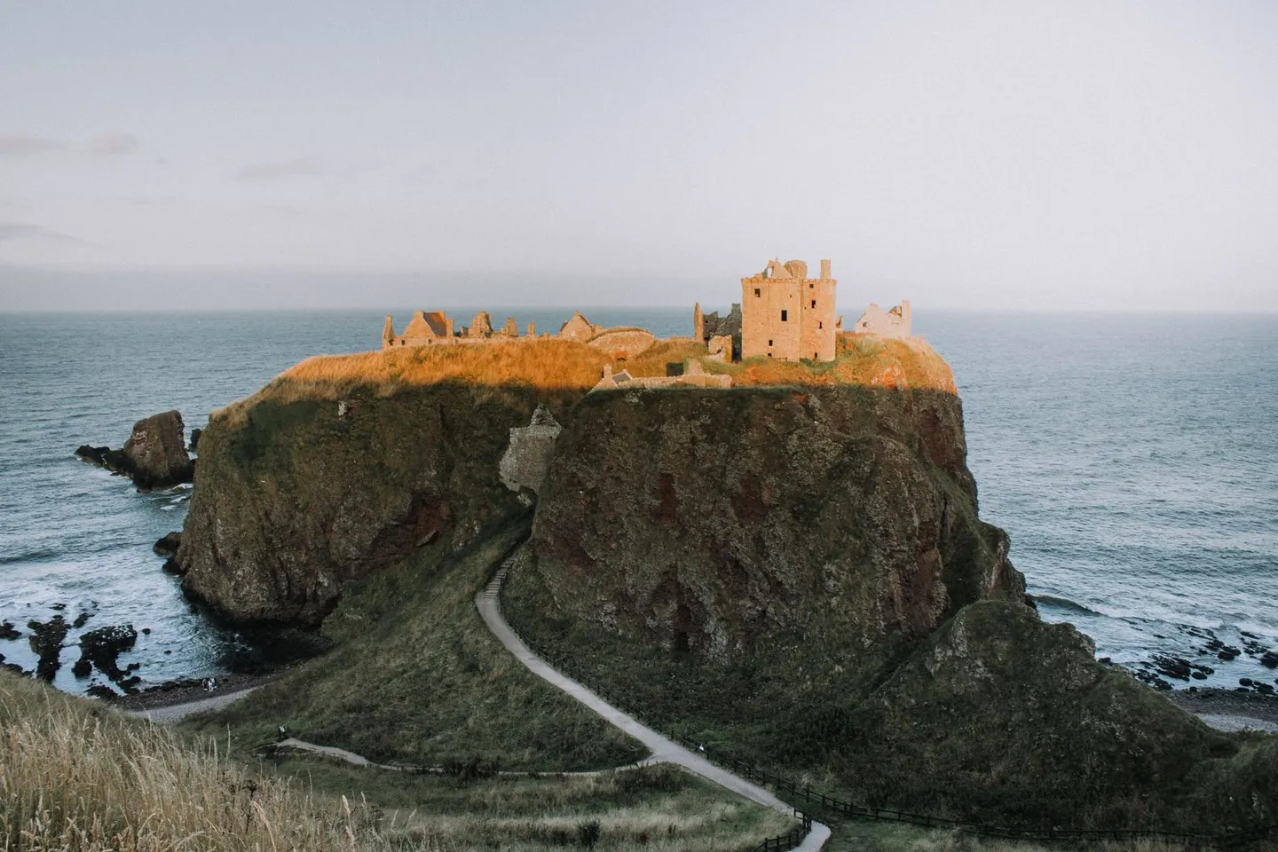 Photo of Dunnottar Castle, a ruined castle near Stonehaven, Aberdeenshire, north east Scotland.