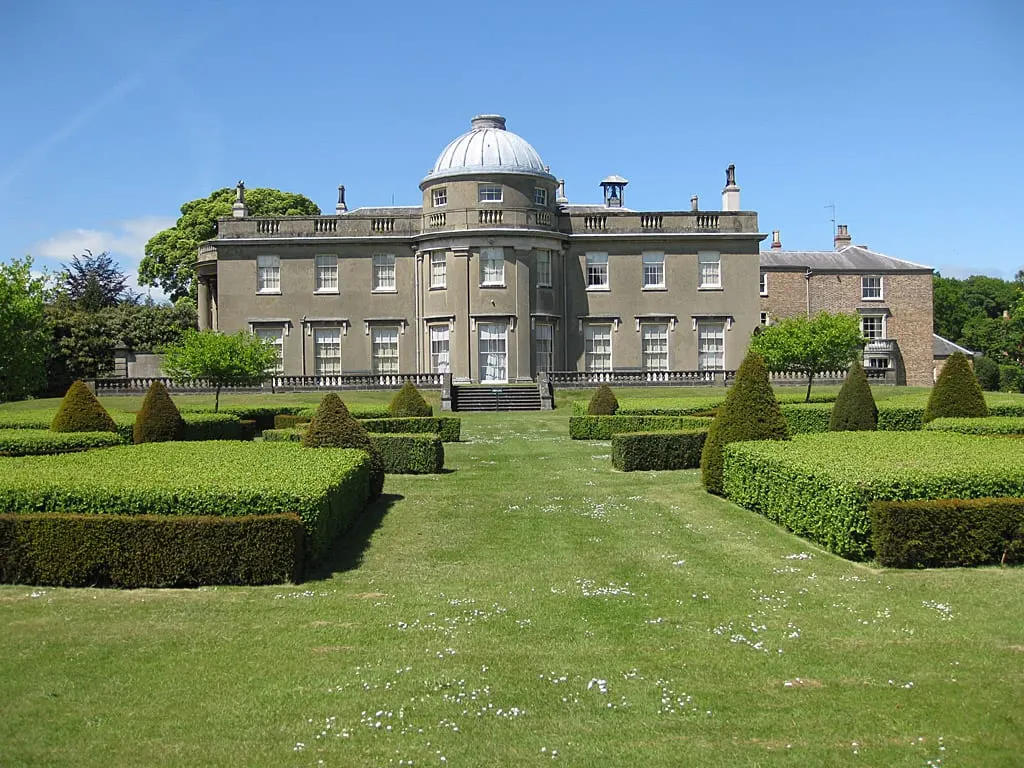 Photo of Scampston Hall, a Grade II* registered house & garden near Thornton-le-Dale, North Yorkshire, northern England.