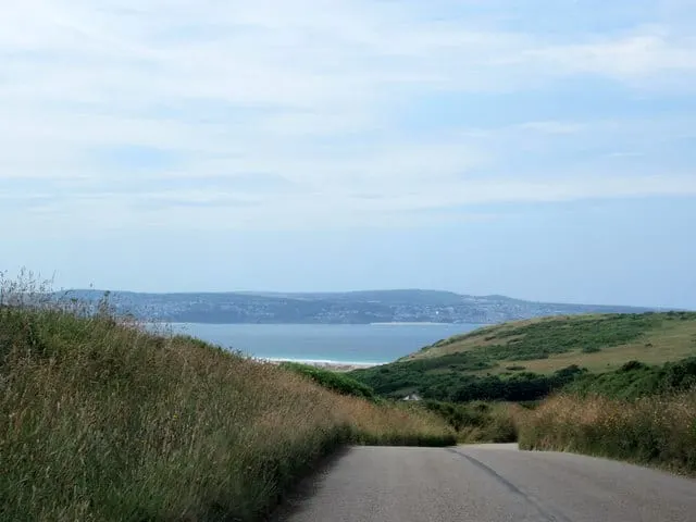 Photo of the coast from Godrevy to Portreath, Cornwall, south west England.