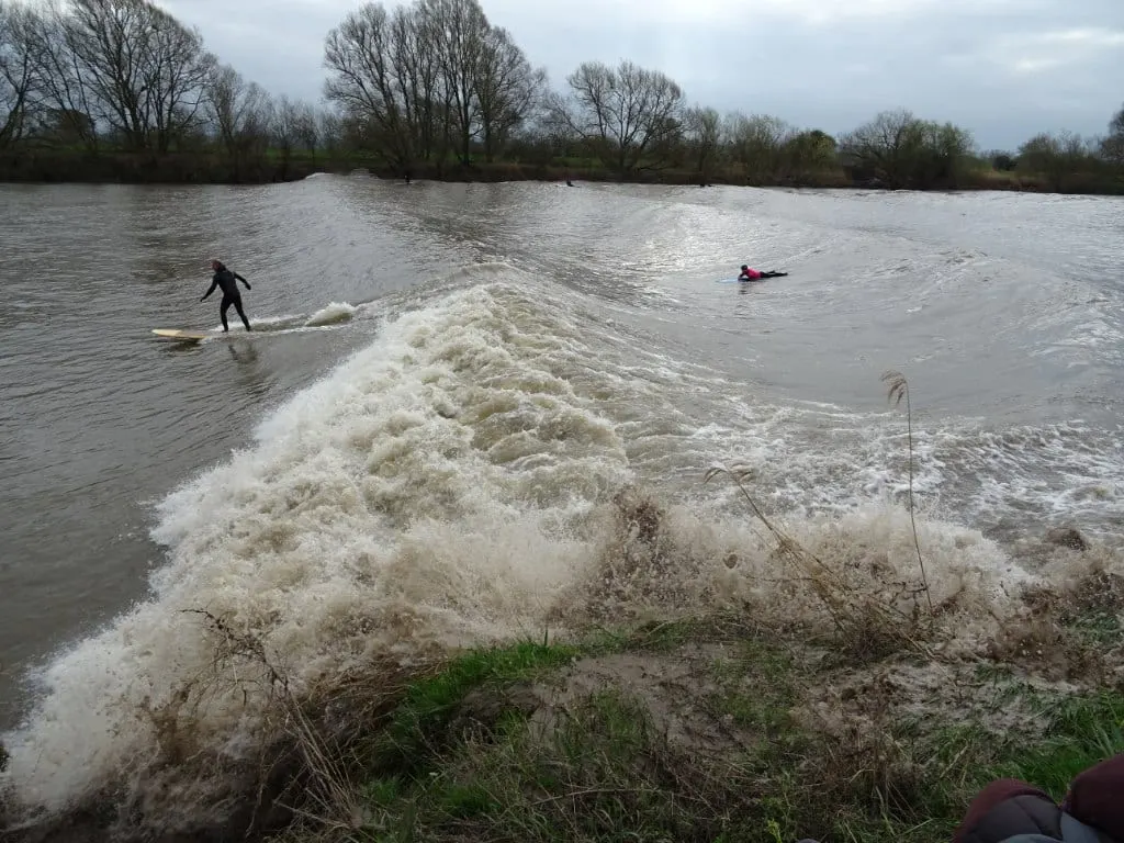 Photo of Severn Bore, a landmark in Gloucestershire, south west England.
