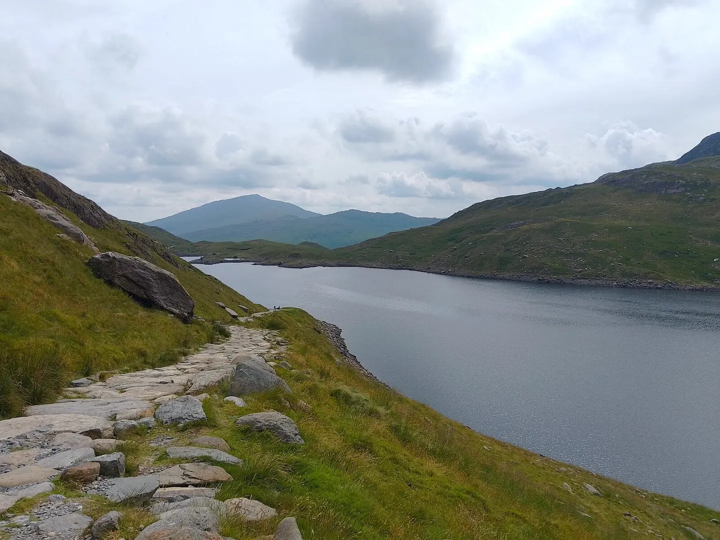 Photo of Llyn Llydaw, a lake near Beddgelert in Eryri, Gwynedd, north Wales.